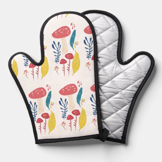 Schattigee paddenstoelillustratie ovenwant (Voorkant / Achterkant)