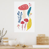 Schattigee paddenstoelillustratie poster (Keuken)