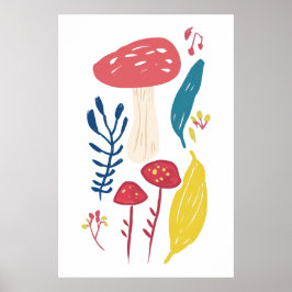 Schattigee paddenstoelillustratie poster