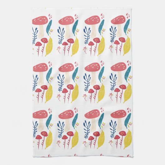 Schattigee paddenstoelillustratie theedoek (Verticaal)