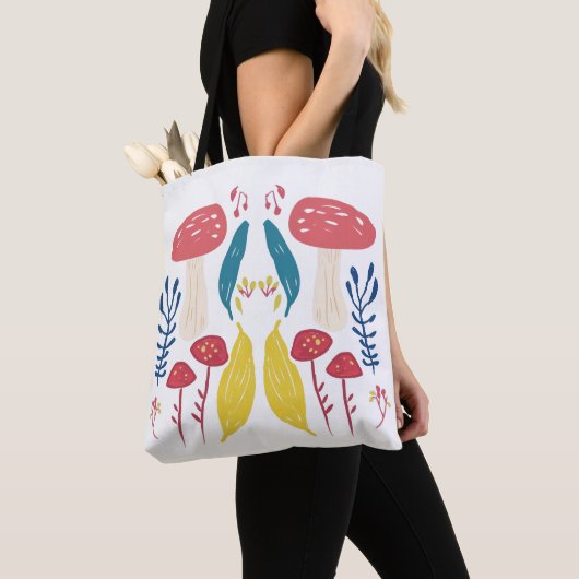Schattigee paddenstoelillustratie tote bag (Dichtbij)