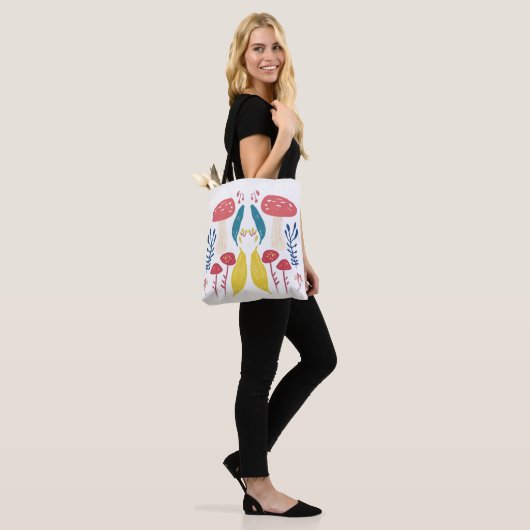 Schattigee paddenstoelillustratie tote bag (Op model)
