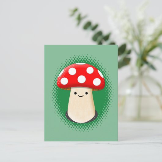 Schattigee Paddestoel Groen Briefkaart (Staand voorkant)