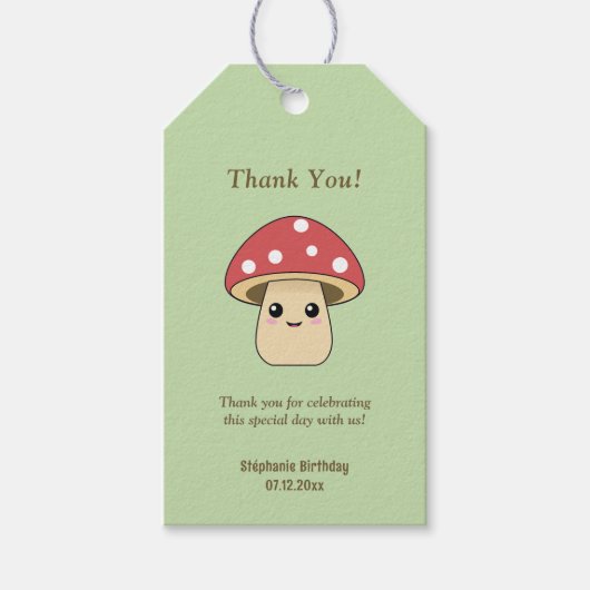 Schattigee Paddestoel Groen Cadeaulabel (Voorkant)