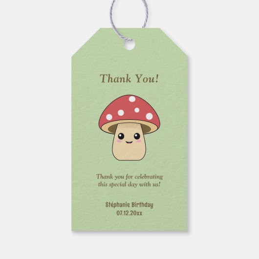 Schattigee Paddestoel Groen Cadeaulabel (Achterkant)