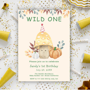 Schattigee paddestoel herfst flora 1e Verjaardag P Kaart