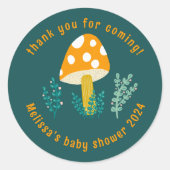 Schattigee Paddestoel & Kruiden Dank u Custom Baby Ronde Sticker (Voorkant)