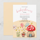 Schattigee Paddestoel Party Waterverf Illustratie Kaart (Voorkant / Achterkant)