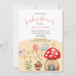 Schattigee Paddestoel Party Waterverf Illustratie Kaart