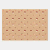 Schattigee Paddestoel Patroon Wrapping Paper Set (Voorkant 3)