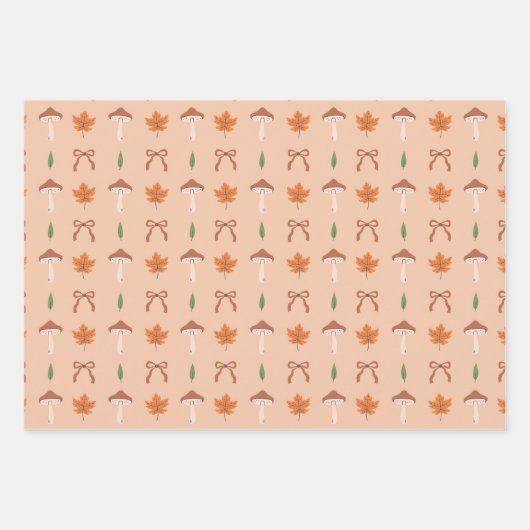 Schattigee Paddestoel Patroon Wrapping Paper Set (Voorkant)