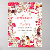Schattigee paddestoel rustieke bos baby shower wel poster (Voorkant)
