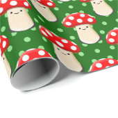 Schattigee Paddestoel Tekening Groene Polka Dot Pa Cadeaupapier (Rol Hoek)