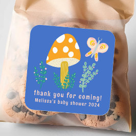 Schattigee Paddestoel Vlinder Bedankt CUSTOM Baby  Vierkante Sticker