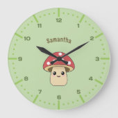 Schattigee paddestoel wandklok met cijfers (Voorkant)