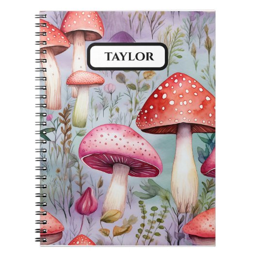 Schattigee Paddestoel Waterverf Rustiek Bos Notitieboek (Voorkant)