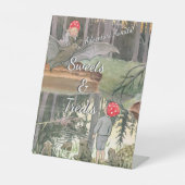Schattigee paddestoel Woodland Baby shower snoep Reclamebord Met Voetstuk (Voorkant)