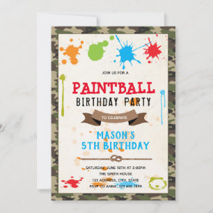 Schattigee Paintball Army-feestuitnodiging Kaart