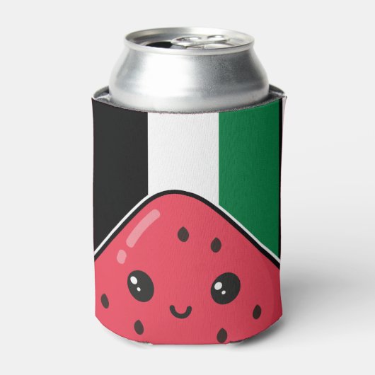 Schattigee Palestijnse vlag met watermeloenvrij Pa Blikjeskoeler (Blikje Voorkant)