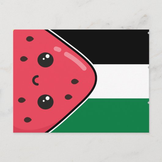 Schattigee Palestijnse vlag met watermeloenvrij Pa Briefkaart (Voorkant)
