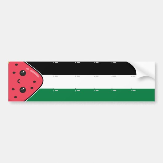 Schattigee Palestijnse vlag met watermeloenvrij Pa Bumpersticker (Voorkant)