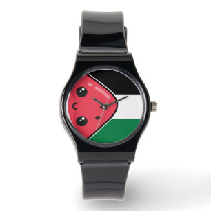 Schattigee Palestijnse vlag met watermeloenvrij Pa Horloge