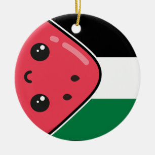 Schattigee Palestijnse vlag met watermeloenvrij Pa Keramisch Ornament
