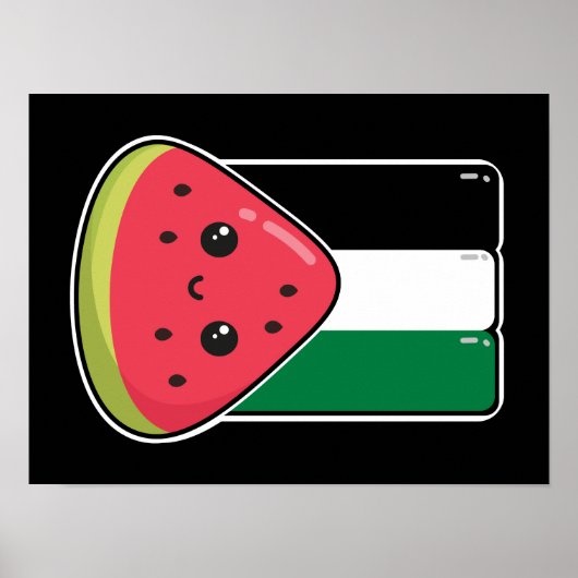 Schattigee Palestijnse vlag met watermeloenvrij Pa Poster (Voorkant)