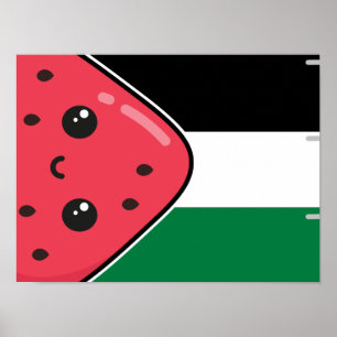 Schattigee Palestijnse vlag met watermeloenvrij Pa Poster