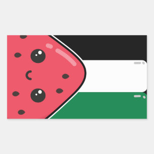 Schattigee Palestijnse vlag met watermeloenvrij Pa Rechthoekige Sticker