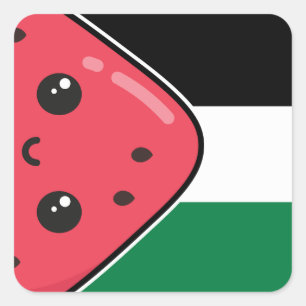 Schattigee Palestijnse vlag met watermeloenvrij Pa Vierkante Sticker