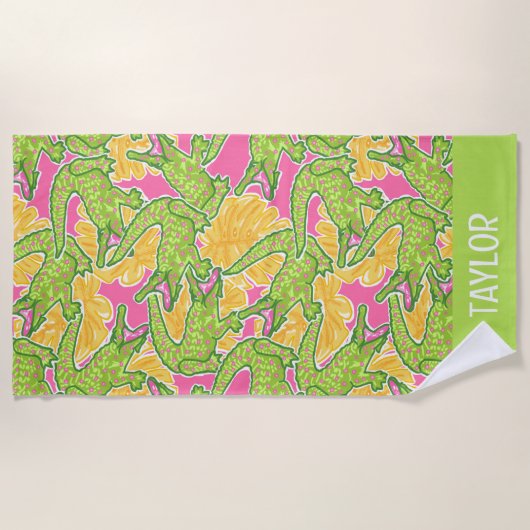 Schattigee Palm Beach Alligators Strandlaken (Voorkant)