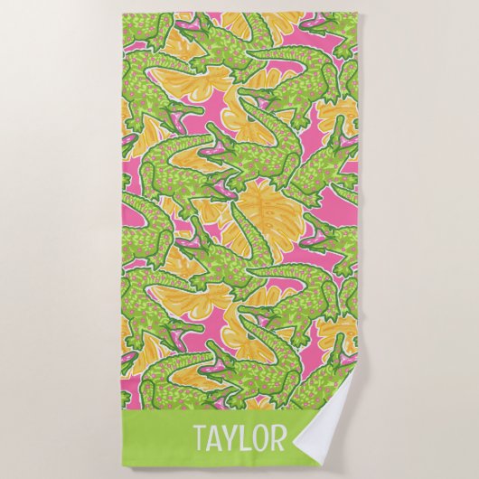 Schattigee Palm Beach Alligators Strandlaken (Voorkant)