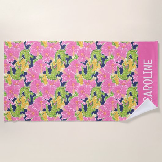 Schattigee Palm Beach Alligators Strandlaken (Voorkant)