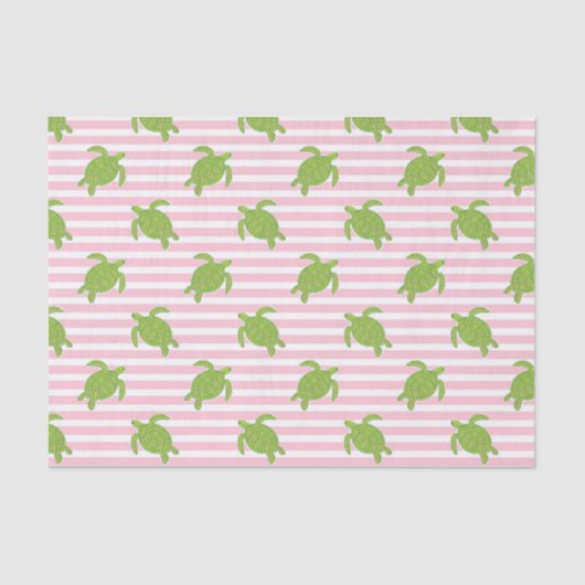 Schattigee Palm Beach roze strepen en schildpadden Tissuepapier (Voorkant)