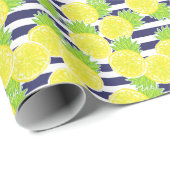 Schattigee Palm Beach Rugby Strepen en Citroenen Cadeaupapier (Rol Hoek)