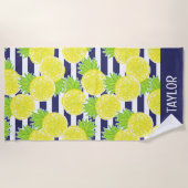 Schattigee Palm Beach Rugby Stripes Lemons Strandlaken (Voorkant)