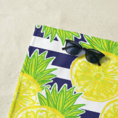 Schattigee Palm Beach Rugby Stripes Lemons Strandlaken (In situ)