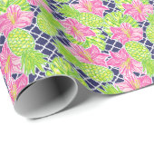 Schattigee Palm Beach tropische bloemen & ananas Cadeaupapier (Rol Hoek)