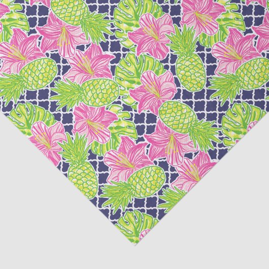 Schattigee Palm Beach tropische bloemen & ananas Tissuepapier (Detail)