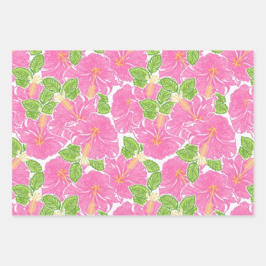 Schattigee Palm Beach Tropische bloemen en schildp Inpakpapier Vel (Voorkant 3)