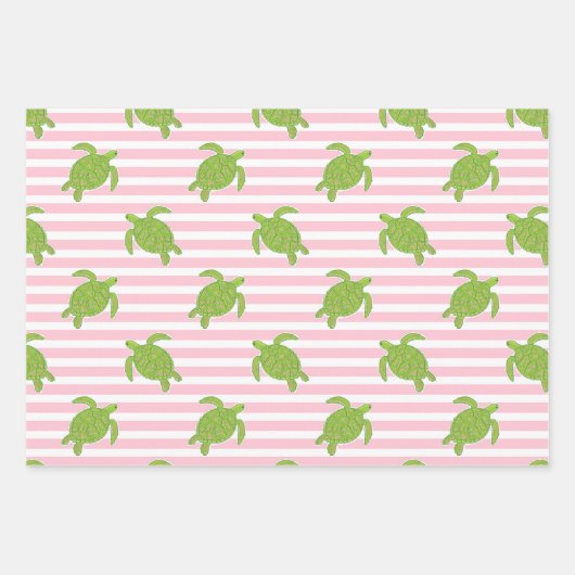 Schattigee Palm Beach Tropische bloemen en schildp Inpakpapier Vel (Voorkant 2)