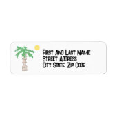 Schattigee Palm Tree en Beach Cartoon, Fun Sunny I Etiket (Voorkant)