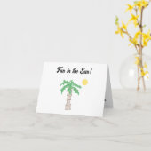 Schattigee Palm Tree en Beach Cartoon, Fun Sunny I Kaart (Gele Bloem)