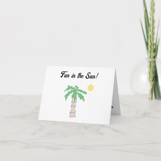 Schattigee Palm Tree en Beach Cartoon, Fun Sunny I Kaart (Voorkant)