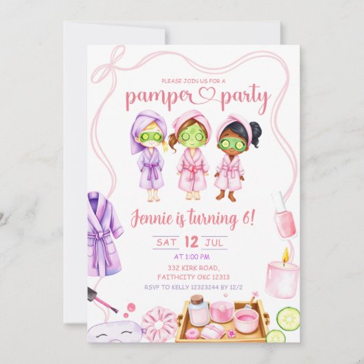 Schattigee Pamper Party Meisje Verjaardag Kaart (Voorkant)