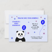 Schattigee Panda 1e verjaardagsfeestje blauw bedan Kaart (Voorkant)
