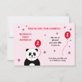 Schattigee Panda 1e verjaardagsfeestje roze bedank Kaart (Voorkant)