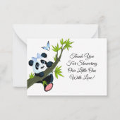 Schattigee panda aan de boom dank u kaart notitiekaartje (Voorkant)