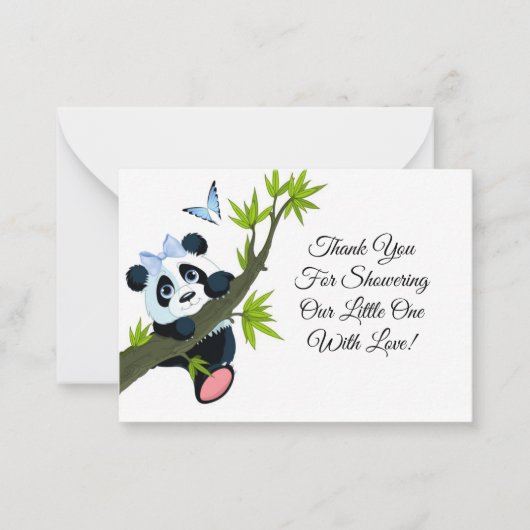 Schattigee panda aan de boom dank u kaart notitiekaartje (Voorkant)
